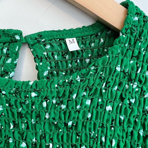 Ditsy Floral Ruffle Hem Shirred A-line Dress - Picture 3 of 15